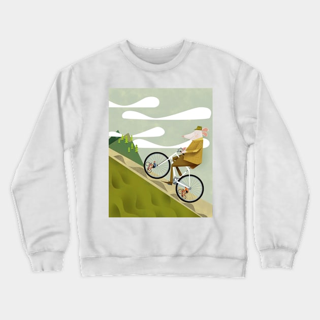 Hamster Cyclist Road Bike Poster Crewneck Sweatshirt by Gregorilla